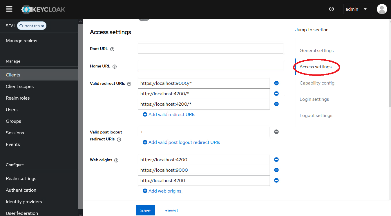 Access settings